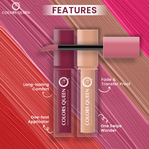 Colors Queen Sensational Liquid Matte Lipstick - Smooth Shades