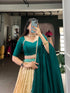 Ethenika Green Silk Printed Lace Lehenga Choli Set