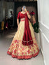 Ethenika Green Silk Printed Lace Lehenga Choli Set