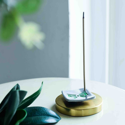 Samskara Home Green Ribbon Incense Holder