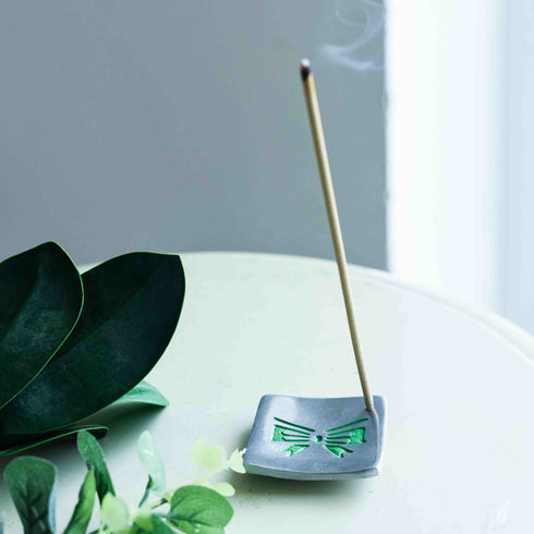 Samskara Home Green Ribbon Incense Holder