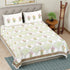 CREATUNIQ Green Jaali Floral Hand Printed Cotton Bedsheet