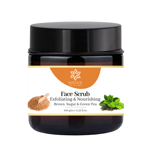 Natuur Brown Sugar & Green Tea Face Scrub Exfoliating Detox for Clear Skin