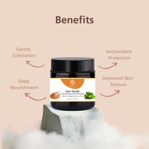 Natuur Brown Sugar & Green Tea Face Scrub Exfoliating Detox for Clear Skin