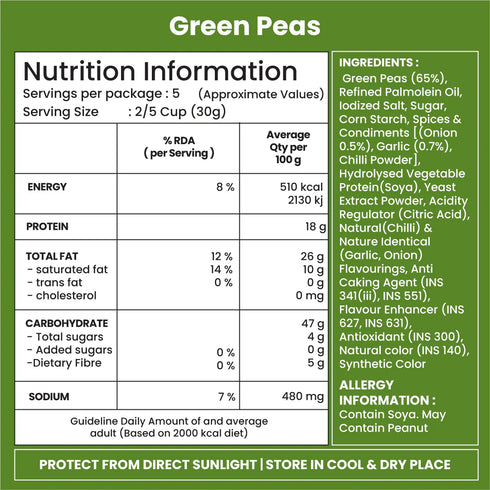 Jabsons Foods Green Peas Onion Garlic Namkeen