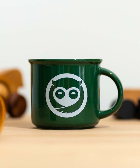 Sleepy Owl Coffee Green Ceramic Mug
