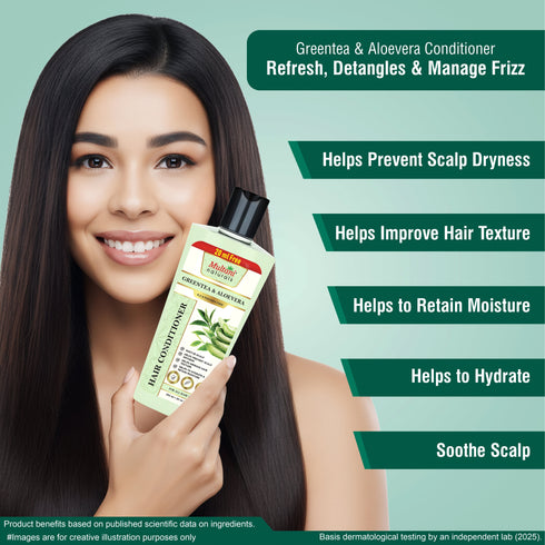 Multani Pharmaceuticals Limited Multani Naturals Greentea & Aloevera Hair Conditioner For Reducing Hair Fall Improving Hair Texture Strenghtening Hair Strands Dermatologically Tested SLS & paraben Free Suitable For All Hair Types