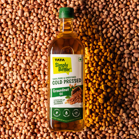 Tata Simply Better Groundnut (Peanut) Oil 1L | 100% Pure | Unrefined & Cold-pressed | Hexane-Free