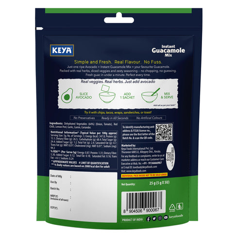 Keyafoods Keya Instant Guacamole Mix Multipack 25g Guacamole Dip Avocado Mexican Cuisine Seasoning