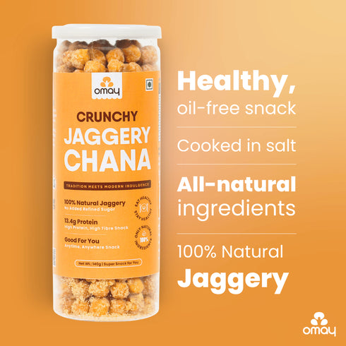 Omay Foods Jaggery (Gur) Chana, 140G (Pack of 2)
