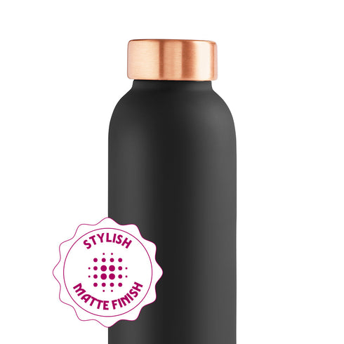 Borosil ECO Colour Copper Bottle and Glass Set Black