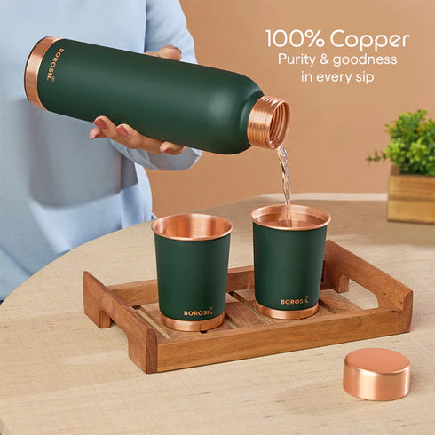 ECO Colour Copper Bottle | Glass Set