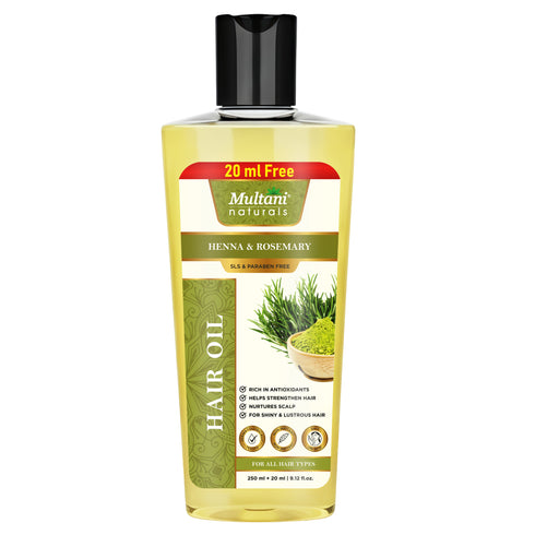 Multani Pharmaceuticals Limited Multani Naturals Henna & Rosemary Hair Oil Rich in Antioxidants Helps Strengthen Hair Nurtures Scalp For Shiny & Lustrous Hair