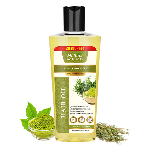 Multani Pharmaceuticals Limited Multani Naturals Henna & Rosemary Hair Oil Rich in Antioxidants Helps Strengthen Hair Nurtures Scalp For Shiny & Lustrous Hair
