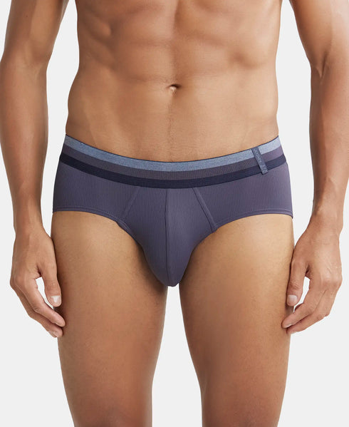 Jockey Microfiber Elastane Stretch Solid Brief with Stay Dry Treatment | Grey Stone