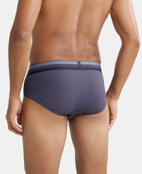 Jockey Microfiber Elastane Stretch Solid Brief with Stay Dry Treatment | Grey Stone