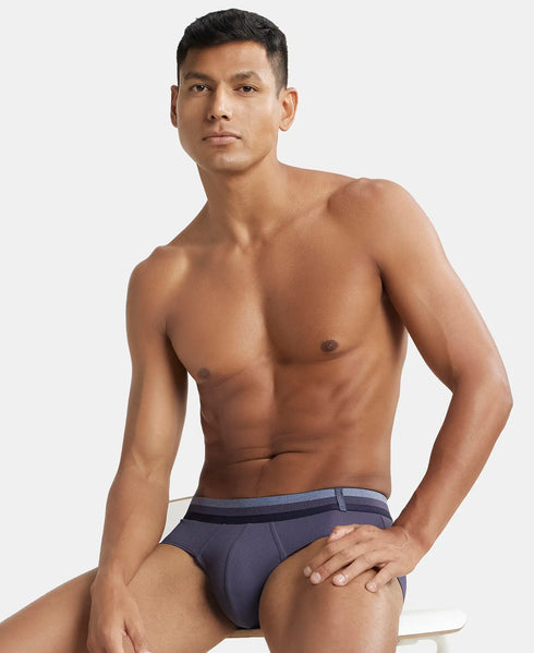 Jockey Microfiber Elastane Stretch Solid Brief with Stay Dry Treatment | Grey Stone