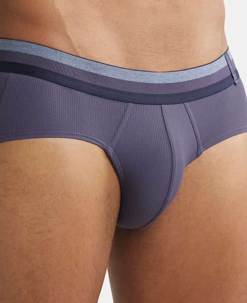 Jockey Microfiber Elastane Stretch Solid Brief with Stay Dry Treatment | Grey Stone