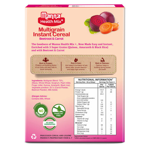 Manna Foods Health Mix Instant Baby Cereal Beetroot and Carrot