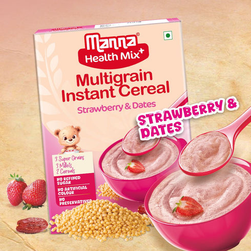 Manna Foods Health Mix Instant Baby Cereal Strawberry and Date Powder