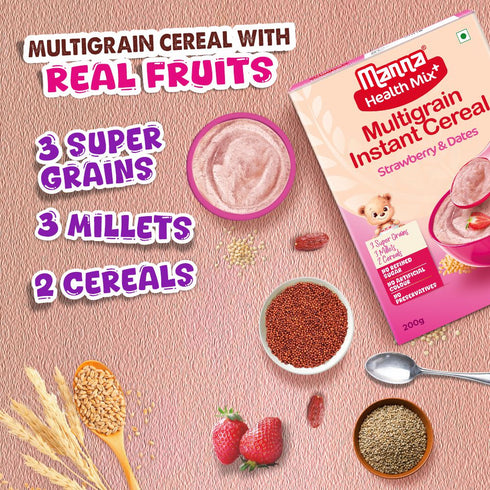 Manna Foods Health Mix Instant Baby Cereal Strawberry and Date Powder