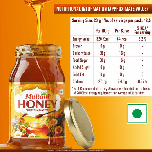 Multani Pharmaceuticals Limited Multani Honey Purity Guaranteed No Sugar Added Helps boost immunity supports digestion