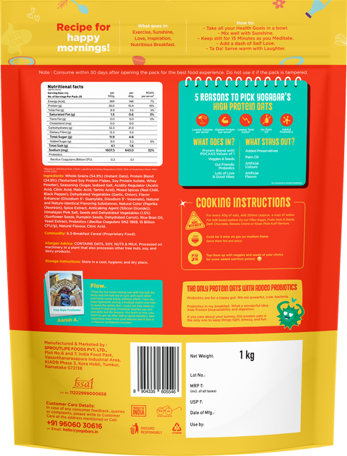 Yoga Bar 26g High Protein Oats Korean Fire & Mum's Masala