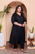 Miravan Womens Plus Size Black Mirror work Angrakha Kurta and Palazzo Set