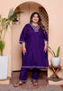 Miravan Womens Plus Size Purple Muslin Stright kurta and palazzo with dupatta Suit set