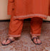 Miravan Womens Plus Size Orange Embroidery Straight Kurta with Palazzo and Dupatta set