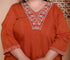 Miravan Womens Plus Size Orange Embroidery Straight Kurta with Palazzo and Dupatta set