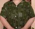Miravan Womens Plus Size Pure Cotton Floral Printed Green Button Down A Line Midi Dress