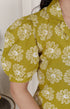 Miravan Womens Yellow Printed Puff Sleeve Floral Maxi Party Dress