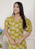 Miravan Womens Yellow Printed Puff Sleeve Floral Maxi Party Dress
