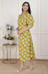 Miravan Womens Yellow Printed Puff Sleeve Floral Maxi Party Dress