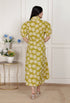Miravan Womens Yellow Printed Puff Sleeve Floral Maxi Party Dress