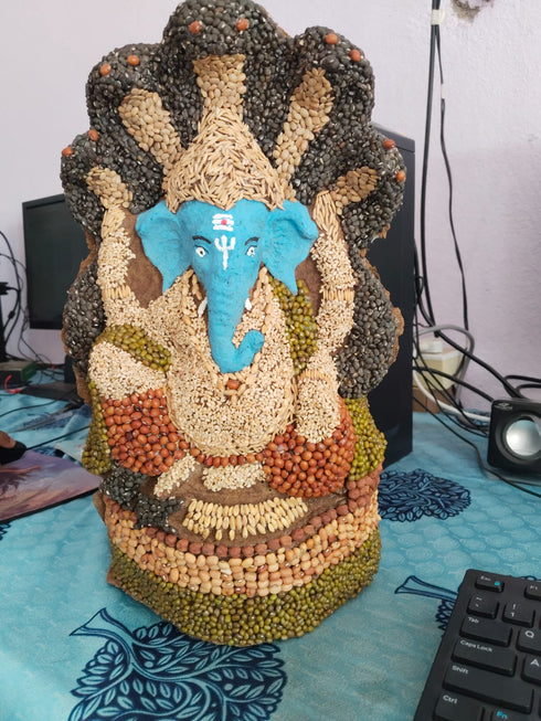 Gomaya Ganesha Idol-Sitting On Shesha Nagu (14 inch Hight)