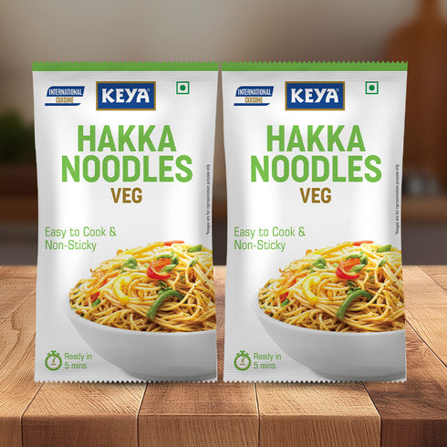 Keya Hakka Noodle Veg 150g Chinese Restaurant Style Quick & Easy to Prepare Steamed & Air Dried No Oil Natural Ingredients No Trans Fat Premium Quality Delicious Taste Ideal for Home Cooked Chinese Meals Pack of 2