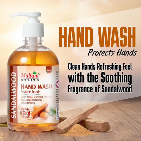 Multani Pharmaceuticals Limited Multani Naturals Hand Wash Sandalwood Clean Hands Refreshing feel with the soothing fragrance of Sandalwood 99 9 Germ Protection