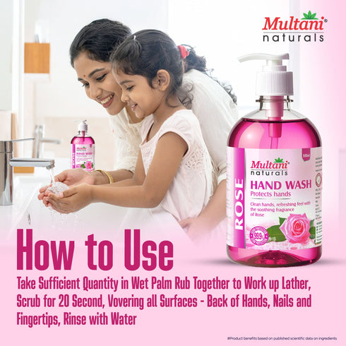 Multani Pharmaceuticals Limited Multani Naturals Rose Hand Wash Clean Hands Refreshing feel with the soothing fragrance of Rose 99 9 Germ Protection
