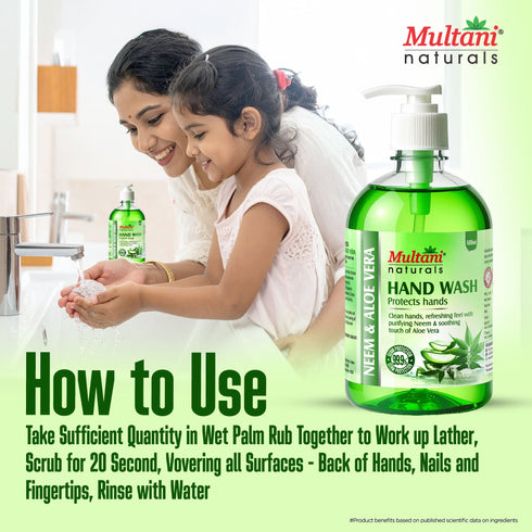 Multani Pharmaceuticals Limited Multani Naturals Hand Wash Neem & Aloe Vera Clean Hands Refreshing feel with Purifying Neem & Soothing touch of Aloe Vera 99 9 Germ Protection