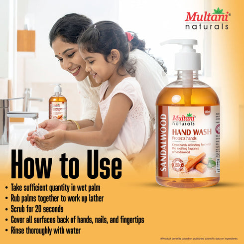 Multani Pharmaceuticals Limited Multani Naturals Hand Wash Sandalwood Clean Hands Refreshing feel with the soothing fragrance of Sandalwood 99 9 Germ Protection