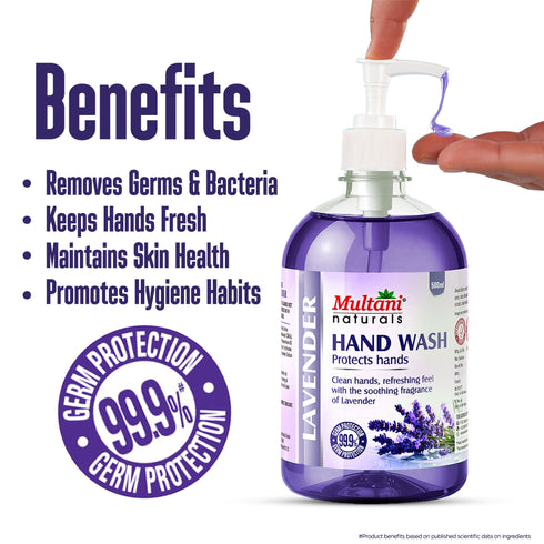 Multani Pharmaceuticals Limited Multani Naturals Lavender Hand Wash Gentle Hand Cleanser with Natural Ingredients Germ Protection Liquid Hand Wash