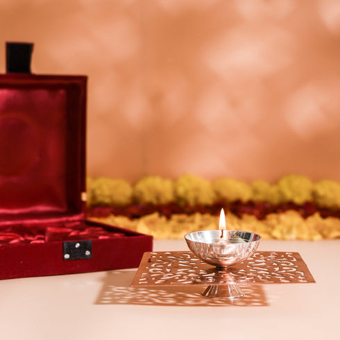 Samskara Home Handmade Jaali Diya Red Box