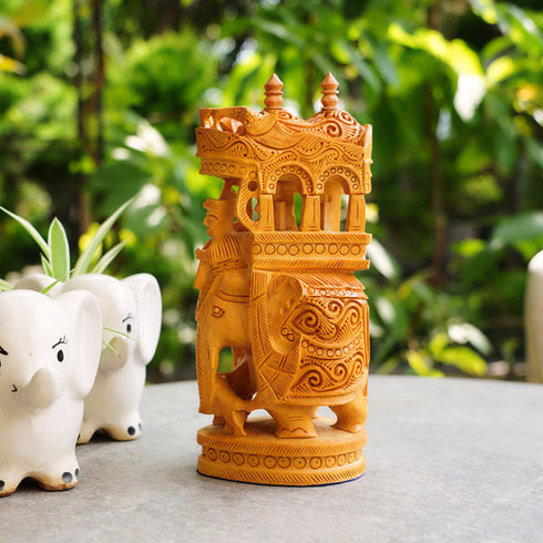 CREATUNIQ Handmade Wooden Ambari Elephant