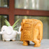 CREATUNIQ Wooden Elephant, Trunk Down with Shikari Carving