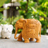 CREATUNIQ Wooden Elephant, Trunk Down with Shikari Carving