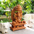 CREATUNIQ Handmade Wooden Ganesha Idol, with Chatra