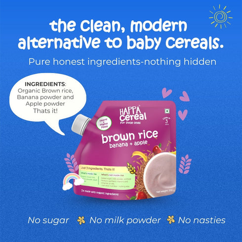 Happa Brown Rice Apple Banana Cereal for Babies