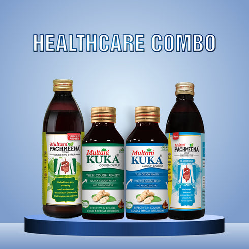 Multani Pharmaceuticals Limited Multani Healthcare Combo 4 Items in the set Pachmeena Digetive Normal & Sugar Free Syrip Kuka Tulsi Normal & Sugar Free Cough Syrup